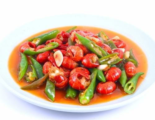 小炒龍蝦尾/ザリガニの尾、ピリ辛炒め