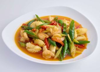 小炒墨魚蝦/重慶風、海老とイカのピリ辛炒め