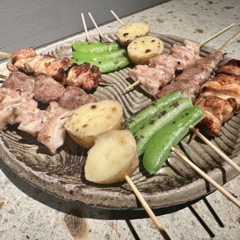 [7 kinds of skewers including vegetables] <Midori course> 7 dishes total 4,400 yen (tax included)