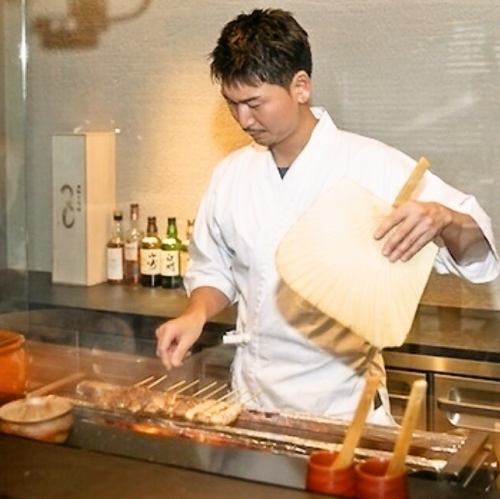 We use Binchotan charcoal from Tosa and carefully grill the food.