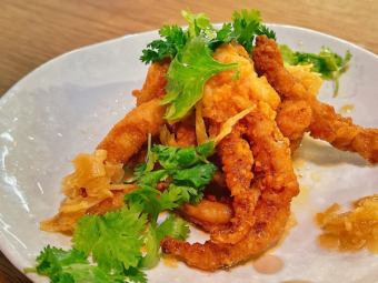 Crispy ``deep-fried squid'' ~Lightly Garlic Leek Sauce~