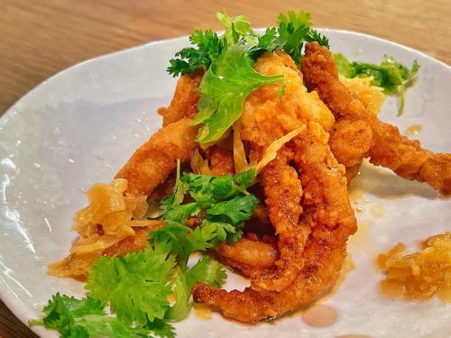 Crispy ``deep-fried squid'' ~Lightly Garlic Leek Sauce~