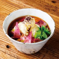 甘鯛天と紅大根そば