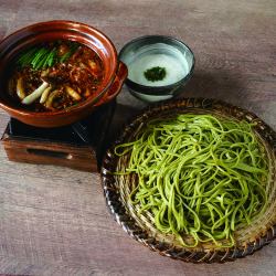 きのことろろ熱つけ抹茶そば