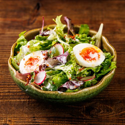 Caesar salad with soft-boiled egg