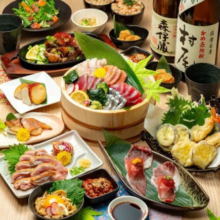 [Luxury] 15 dishes including Miyazaki beef, 3 kinds of horse sashimi, braised black pork, etc. / Hotpot included ◆ 3 hours of all-you-can-drink with draft beer "Luxurious and Splendid Course" 6,000 yen