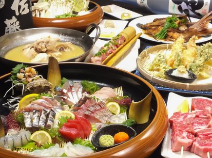 Uminekoya享受套餐◆4,400日圓◆附2小時無限暢飲◆特選！生魚片拼盤、嚴選炭烤雞肉、自選火鍋