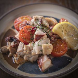 たこと鶏肉のレモンオイル焼き