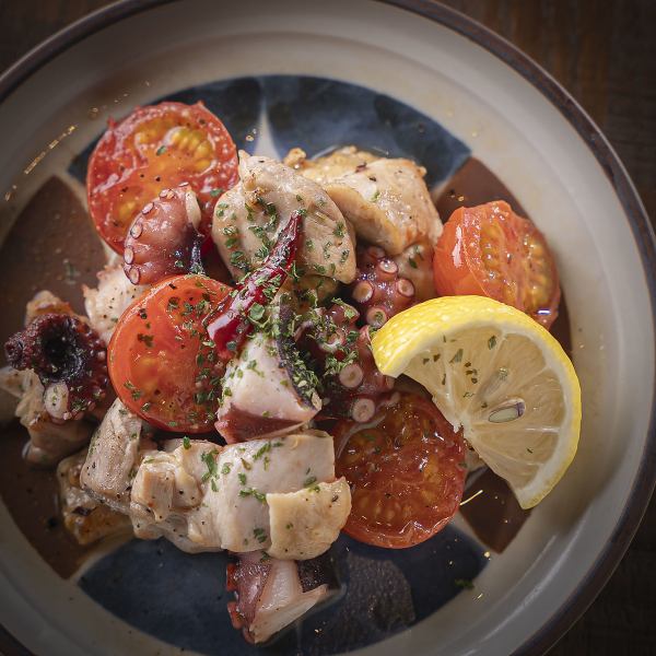 たこと鶏肉のレモンオイル焼き