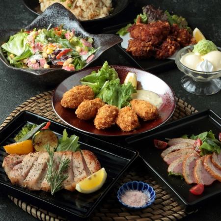 2小时无限畅饮×7道菜【壹岐套餐】3,500日元★味噌烤三元猪肉、鲜鱼生鱼片等。