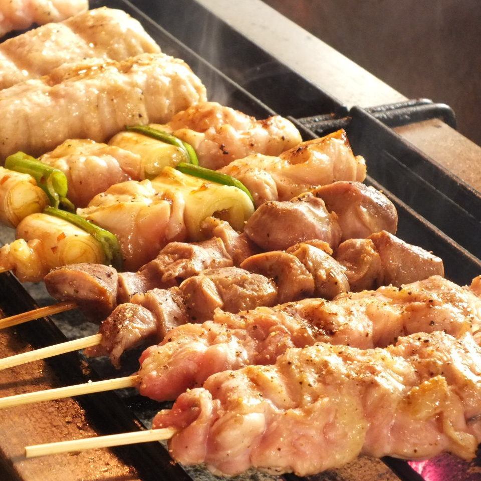 Made with Kishu ume chicken and Tajima flavored chicken! Yakitori grilled over Bincho charcoal is exquisite ☆