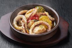 Lemon pepper grilled squid and vegetables