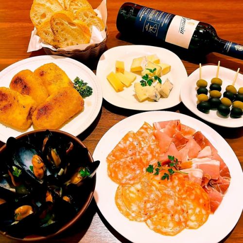 当日OK！【120分飲み放題付】スペインバルの"タパス"コース全6品＜6,500円(税込)＞