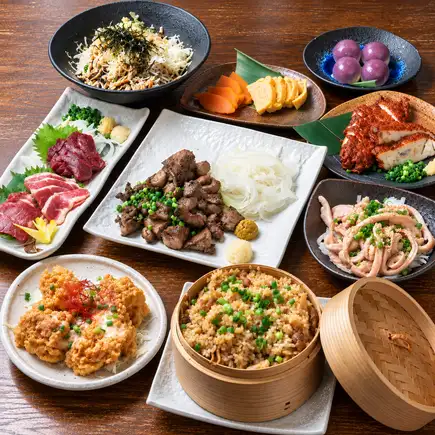 【含2小時暢飲】阿蘇套餐(共9道菜) - 不含火鍋,特色菜包括馬肉刺身和宮崎雞南蠻 - 5,000日元(含稅)