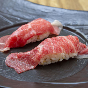 肉寿司（国産霜降牛・国産牛カルビ・国産牛赤身・牛タン【各一貫】