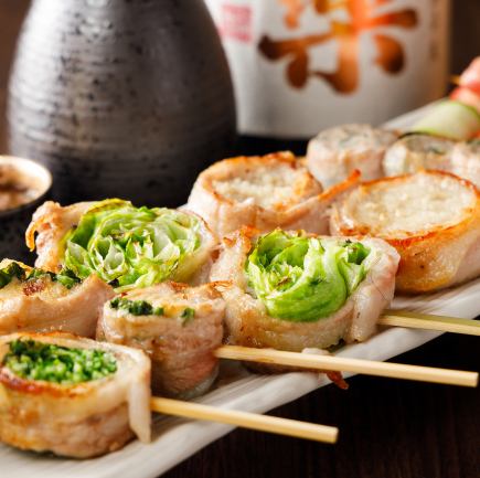 【いわ井 特製コース】逸品料理や焼き鳥串、野菜串、お食事、甘味など9品5000円(税込)