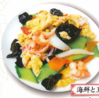 Stir-fried seafood and egg