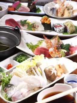 【Courtesy Course】 Enjoy plenty of sushi, hotpot, sushi and seasonal ingredients! 8 items in total 5500 yen