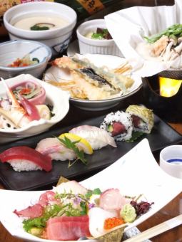 【Japanese Course】 Sakura, tempura, sushi and seasonal ingredients can be enjoyed abundantly! All 8 items 4500 yen