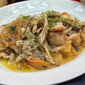 Chicken thigh and mushroom cacciatore