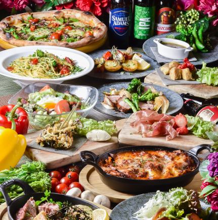 【女子会向け】全8品、メインとピッツァ　盛り沢山贅沢コース