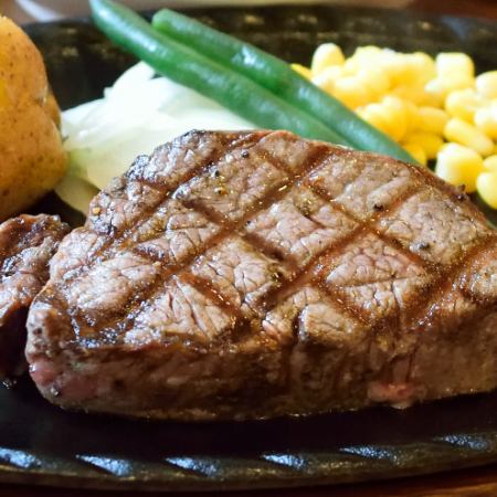 Charcoal grilled fillet side steak course
