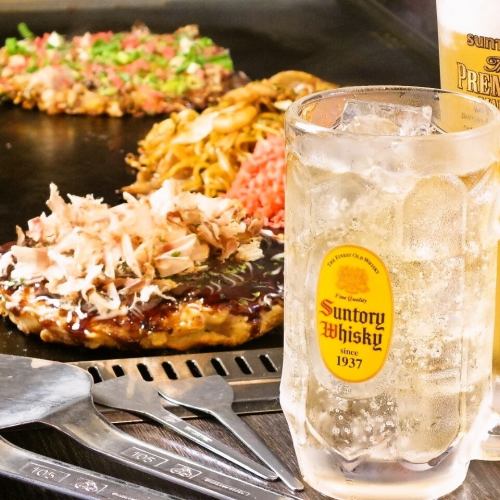 ☆Great deal at 3,600 yen (tax included)☆ All-you-can-eat okonomiyaki and all-you-can-drink draft beer for 120 minutes. Snack menu also available!