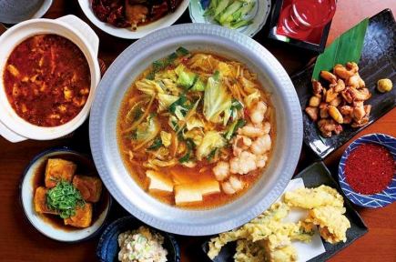 【野味套餐】內臟鍋、內臟天婦羅、小米飯,共7道菜,2小時無限暢飲,5,000日圓(含稅)