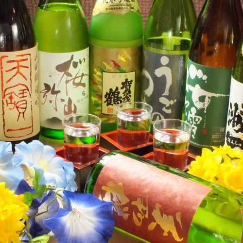 A wide variety of local sake from Hiroshima
