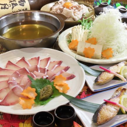 名物!ぶりしゃぶ&広島コース~2時間地酒10種付き飲み放題~6800円