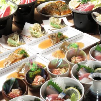 [Wabikura Setouchi Course 4,500 yen (tax included)] 120 minutes all-you-can-drink ☆ 9 dishes in total ※ Includes 10 types of local sake