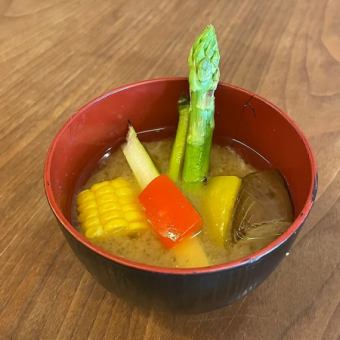 Miso soup with seasonal vegetables