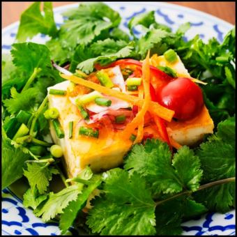 coriander tofu salad