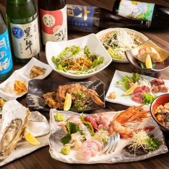【2H飲み放題付き+地酒】毛ガニ甲羅詰&デザートが入った店主おまかせ7品コース☆5500円（税込）