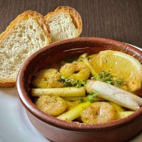 小エビと長ネギのかえしアヒージョ