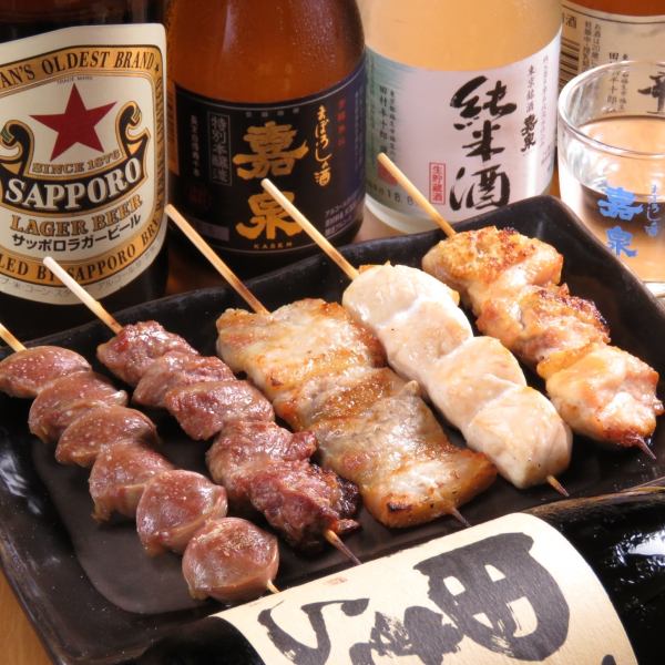 Our proud yakitori and kushiage skewers! The 5-skewers assortment is popular♪