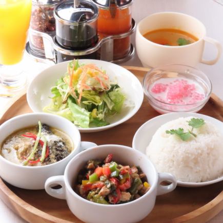 【サワデープレート】グリーンカレーとガパオセット　