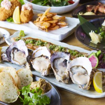 【豪快刺身盛り・名物生牡蠣】刺身も牡蠣も楽しめる贅沢コース！ 生付き飲み放題2時間9品6000円