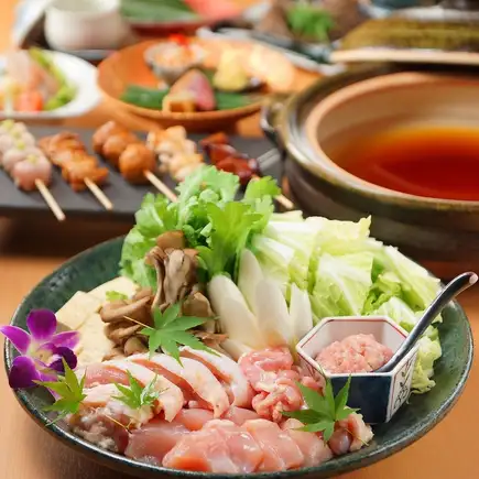 Recommended for all kinds of banquets! [11 dishes total] Local Chicken Hot Pot Course 6600 yen (tax included)
