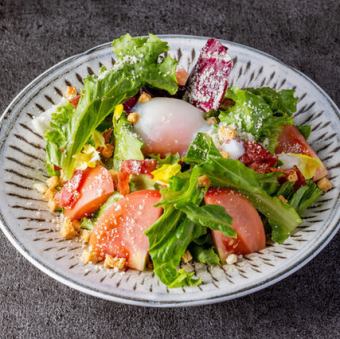 Warm ball Caesar salad