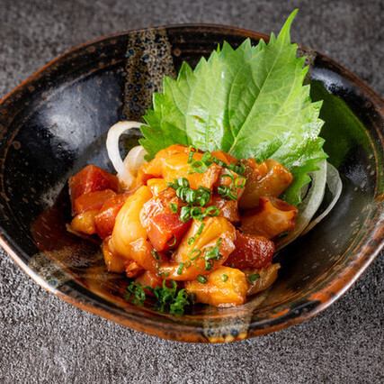 Colorful seafood tartare