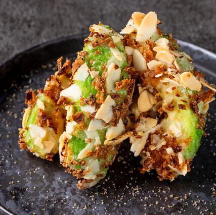 Deep-fried avocado nuts with wasabi mayonnaise
