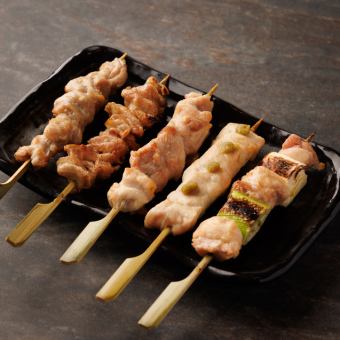 Charcoal grilled yakitori platter (5 kinds)
