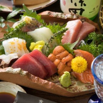 ◆Oohisa Cuisine Course◆ Fresh fish sashimi platter, Sendai beef sirloin steak, steamed fish and shellfish in sake, etc. {7 dishes} 6,600 yen