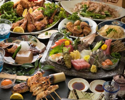 【평일 한정!】 생선회 모듬을 포함한 요리 5품 + 음료 무제한 코스 5000엔