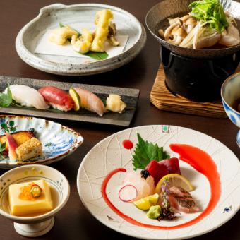 [Noko Kaiseki Course] 8 dishes including grilled silver cod with sesame yuzuan sauce and conger eel tempura