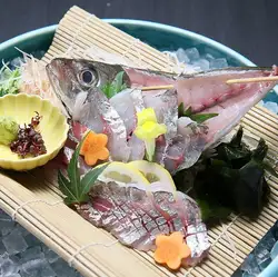 Live horse mackerel sashimi