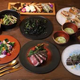 8 large plates of seasonal ingredients + 2 hours of all-you-can-drink included 6,000 yen