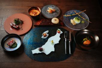 【 玉川堂コース】新潟の旬の食材を使ったフルコース　料理8皿税込9900円 　銘々盛りでのご提供