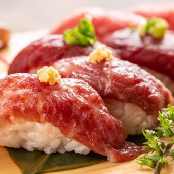 【特上肉尽くし】和牛の炙りイクラおろしや肉寿司など。3時間飲み放題全8品5000円